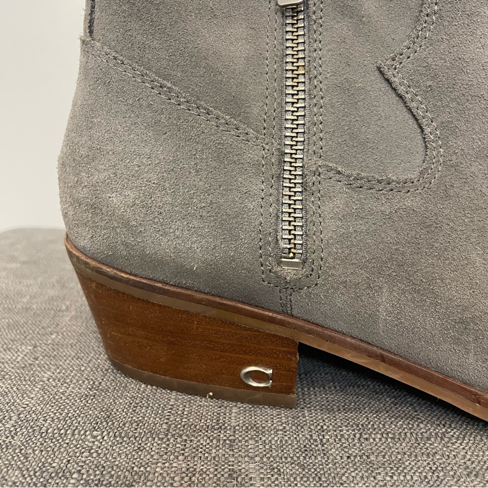 COACH Dani Suede Ankle Boot Western Style - Gray Size 8.5 - Picture 2 of 13